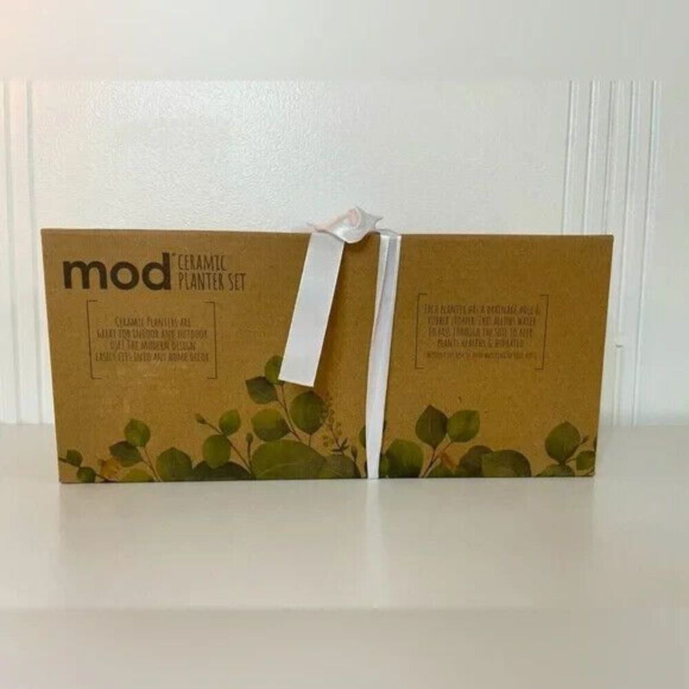 Mod Ceramic Planter Set NWT - Picture 2 of 5